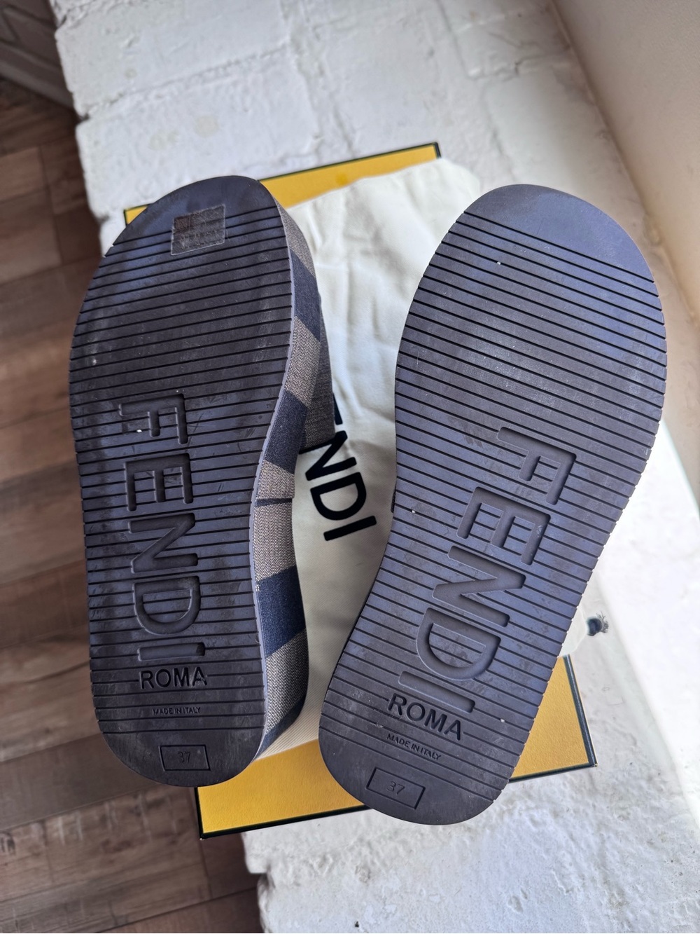 Fendi Sunshine 65 MM Pequin Striped Platform Slides - Picture 4 of 4
